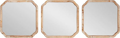 Kate and Laurel Marston Modern Wooden Square Wall Mirror Set, Set of 3, 12 x 12, Rustic Brown, Decorative Three-Piece Mirror Set for Use as Bathroom Mirror Decor or Gallery Wall Mirrors