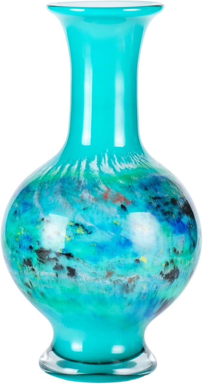 KAMMAK Colored Glass Vase, Beautiful Hand Blown Decorative Vase, Modern Art Vase for Flower Mantle Dining Table Centerpiece, Entryway Living Room Wedding Decoration, 8HPHR016