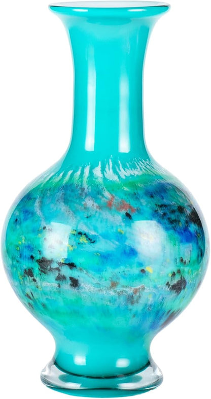 KAMMAK Colored Glass Vase, Beautiful Hand Blown Decorative Vase, Modern Art Vase for Flower Mantle Dining Table Centerpiece, Entryway Living Room Wedding Decoration, 8HPHR016