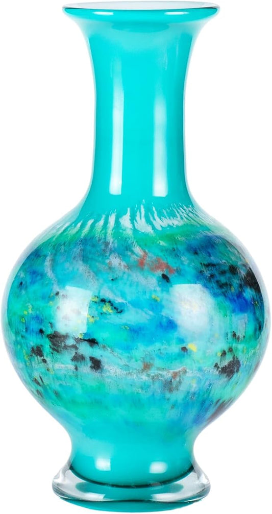 KAMMAK Colored Glass Vase, Beautiful Hand Blown Decorative Vase, Modern Art Vase for Flower Mantle Dining Table Centerpiece, Entryway Living Room Wedding Decoration, 8HPHR016