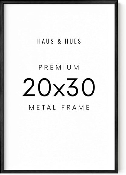 HAUS AND HUES 20x30 Black Metal Picture Frame - Features Premium Aluminum & Hanging Hardware, Shatterproof Plexiglass - Ideal for Home, Room, Office (20x30 in, Black, Set of 1)
