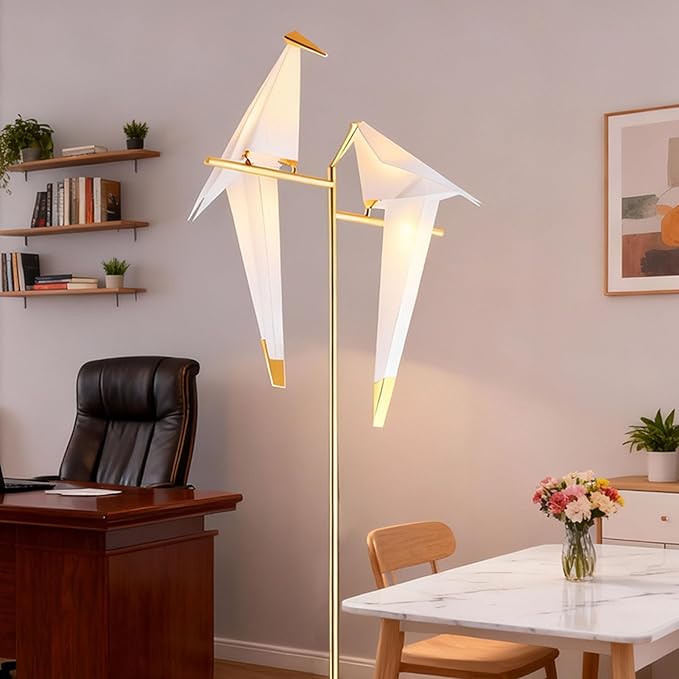 68 Inch Bird Floor Lamp, Gold Bird Lamp Swing Floor Light Fixtures, Modern LED Standing Floor Lamp for Bedroom Living Room