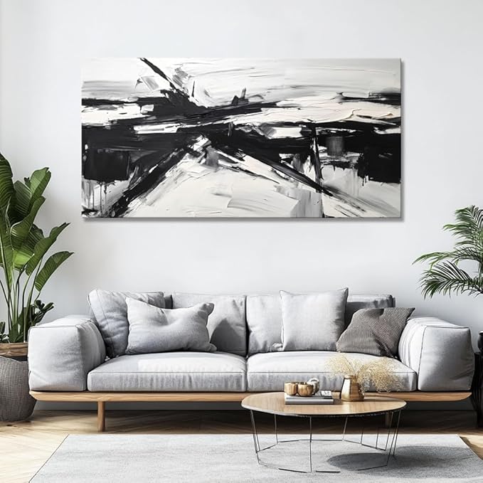 liysawg Wall Art Abstract Canvas Painting Black and White Modern Artwork for Living Room Bedroom Dining Room Home Office Decor 71"x36"