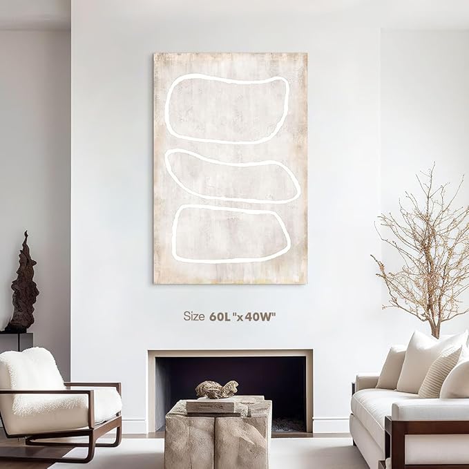 Bedroom Wall Art for Living Room Wall Decor Abstract Art Vintage Kitchen Pictures Office Decor Geometric Circle Beige Art Paintings