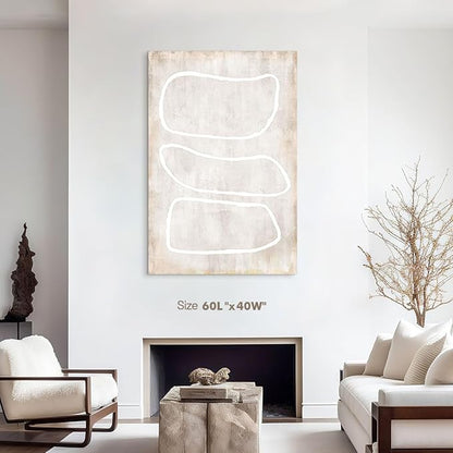 Bedroom Wall Art for Living Room Wall Decor Abstract Art Vintage Kitchen Pictures Office Decor Geometric Circle Beige Art Paintings