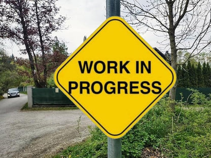 Work In Progress Warning Metal Sign Concept for Do Not Enter The Area, Caution, Danger, Construction Site 12 X 12 Inch