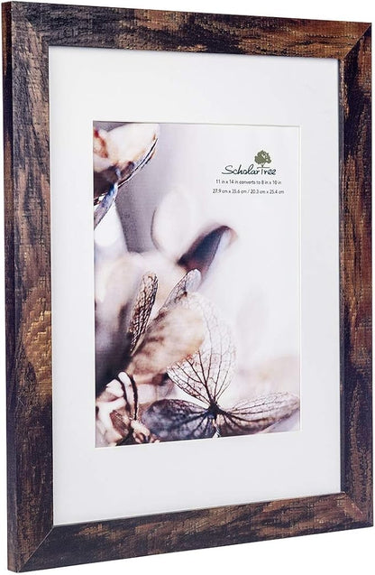 brown 11x14 Picture Frame set of 3,Display 11x14 without Mat or 8x10 with Mat，Wall Gallery Photo Frames