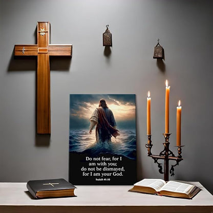 Jesus Walking on Water Canvas Wall Art Christian Inspirational Painting Picture Wall Decor Do Not Fear for I Am with You Bible Poster Print for Church Living Room Prayer Room Home Decor16x24 in canvas