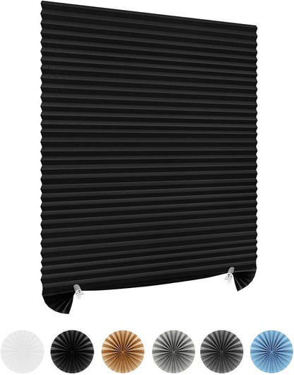 Window Blinds Cordless Blackout No Drill Cut to Size Clip On Stick On Self Adhesive Temporary Blinds Pleated Paper Blinds for Windows Doors Shades for Home Nursery Bedroom Kitchen Bathroom