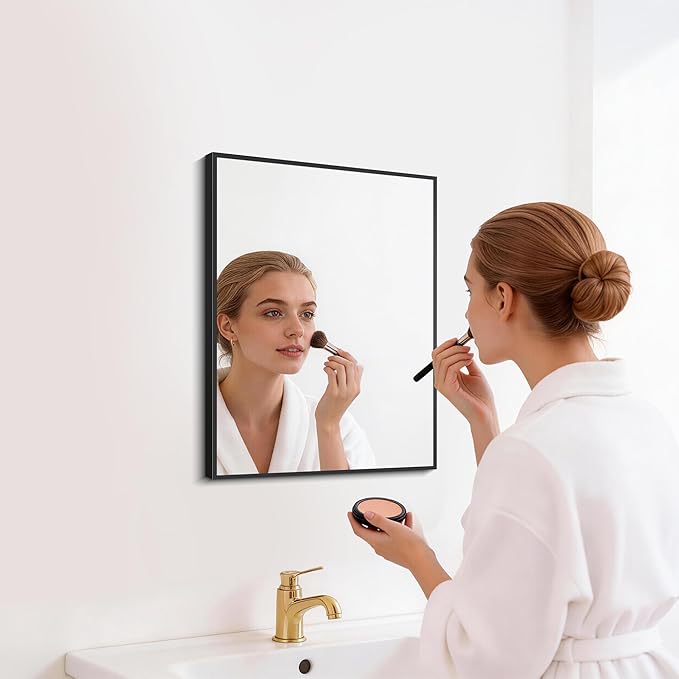 DESBING Black Bathroom Mirror 2 Pack 18x24 Inch, Shatter-Resistant Wall Mirror with Durable Frame, Modern Decor for Entryway/Bathroom/Living Room – Horizontal/Vertical