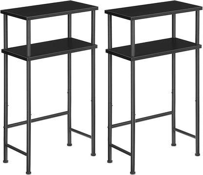 HOOBRO Narrow Console Table for Small Space, Set of 2, 15.7" Entryway Table with Storage, 2 Tier Sofa Table with 2 Shelves, Skinny Console Tables for Entryway, Hallway, Foyer, Black BB40XGP201