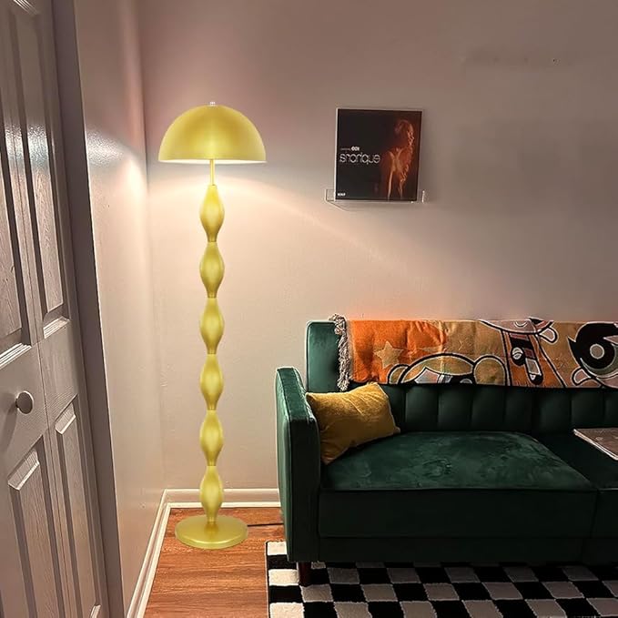 Floor Lamp Creative Mushroom Lamp, Gold Standing Lamp with Foot Switch, Creamy Style Modern Tall Lamp for Living Room, Bedroom, Office, Corner, E26/E27 Bulbs Compatible