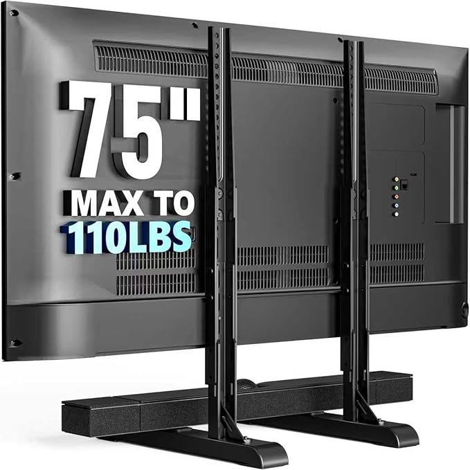 Universal TV Stand for 19-75 Inch LCD LED TVs, Height Adjustable TV Legs Replacement Hold up to 110 lbs, Table Top TV Stand Base, Max VESA 800X600mm