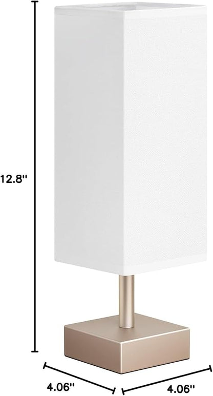 aooshine Antique Small Table Lamp - Bedside Lamp for Bedroom, Minimalist Nightstand Lamp with Square Fabric Shade, Desk Lamp for Kids Room Dorm