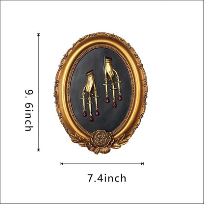 S-MANTIS Vintage Wall Sculpture,Antique Pediment,Hallway Wall Art,Hand Painted Flower Wall Decoration Accent Artworks for Indoor Kitchen Bedroom Living Room Office Outdoor Garden Patio Gothic (Gold Hand)