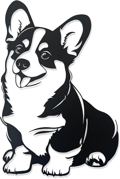 Corgi Metal Wall Décor,Gifts for Corgi Lovers,7x11"Lovely Black Decorations,Unique Iron Dog Statue,Dog Room Decor, Cartoon Animal 3d Wall Art for Bedroom,LivingRoom,Garden,Cafe,Outdoor Wall Hanging Decor