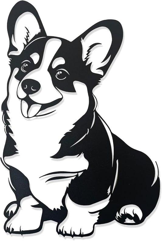Corgi Metal Wall Décor,Gifts for Corgi Lovers,7x11"Lovely Black Decorations,Unique Iron Dog Statue,Dog Room Decor, Cartoon Animal 3d Wall Art for Bedroom,LivingRoom,Garden,Cafe,Outdoor Wall Hanging Decor