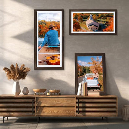 KTKDE 10x14 Picture Frame,Display Pictures 8.5x11 with Mat or 10x14 Without, Tempered Glass,14 by 10 Walnut Wooden Frame Wall Gallery Poster Frame best gift