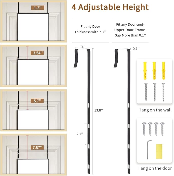 Door Mirror, Over The Door Full Length Mirror, 50"x16" Hanging Mirrors, for Bedroom, Living Room, Entryway, Dorm, Black