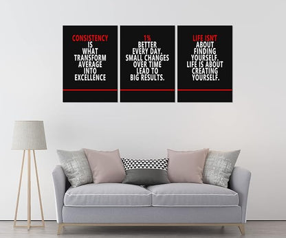 Inspirational Poster Entrepreneur Quote Motivational 3 Pieces Wall Art Canvas Prints Artwork for Living Room Office Modern Home Decor Painting Pictures Stretched and Framed Ready to Hang[60''Wx 28''H]