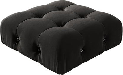 Modular Sectional Couches for Living Room, Modern Luxury Velvet Bubble Couch with Reversible Chaise Ottoman, Deep Seat Cloud Sectional Sofa (Ottoman, Black)