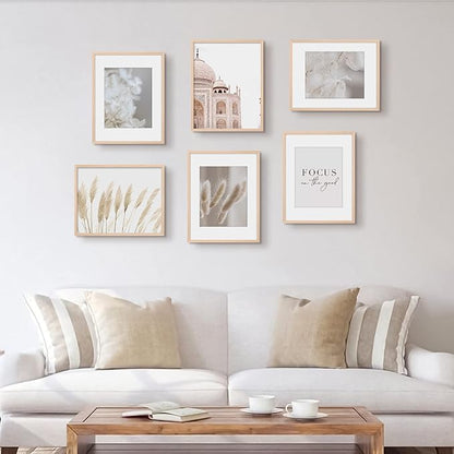 11x14 Picture Frame, OAK Wood Photo Frame 8x10 with Mat or 5x7 with 2 Mat with Perspex Glass for Vertical or Horizontal Tabletop Wall Display for Photo, Painting, Poster, Set of 3