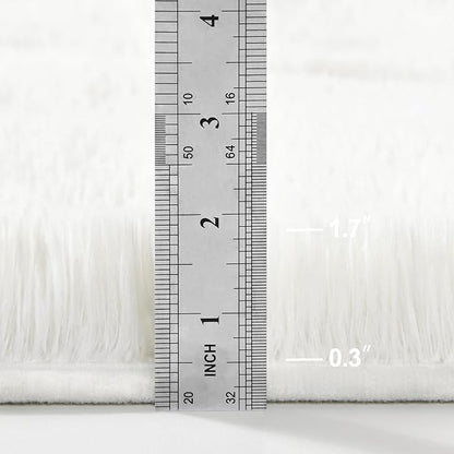 Deerhoo Large Shag Area Rugs 5 x 8, Plush Fuzzy Rugs for Living Room, Ultra Soft Fluffy Furry Rug for Bedroom, Indoor Carpet Nursery Rugs for Kids Room Home Decor, White