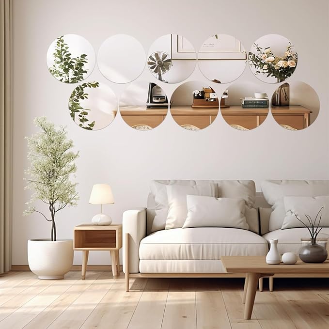 18 Pack Round Mirrors for Centerpieces, 8inch Circle Mirror Centerpieces for Tables Candle Plates Acrylic Mirrors Tray for Table Wedding Birthday Christmas Miroor Home Wall Decor