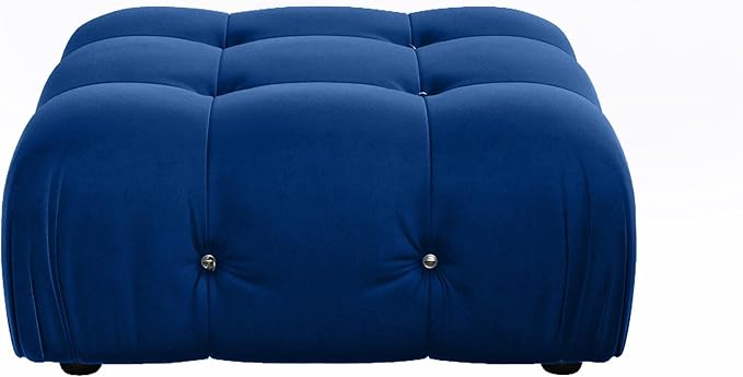 Modular Sectional Couches for Living Room, Modern Luxury Velvet Bubble Couch with Reversible Chaise Ottoman, Deep Seat Cloud Sectional Sofa (Ottoman, Blue)