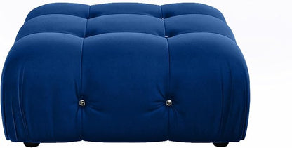 Modular Sectional Couches for Living Room, Modern Luxury Velvet Bubble Couch with Reversible Chaise Ottoman, Deep Seat Cloud Sectional Sofa (Ottoman, Blue)