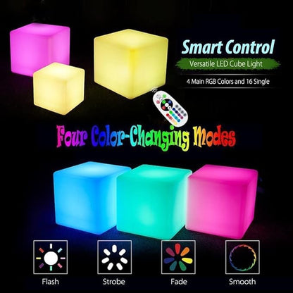 Cube Shape Color LED Mood Lamp, Rechargeable Dimmable Night Light with Remote Control 16 Dimmable Colors 4 Effects for Kids and Adults,Ambient Decorative Party Lighting (Cubic 10 * 10cm)