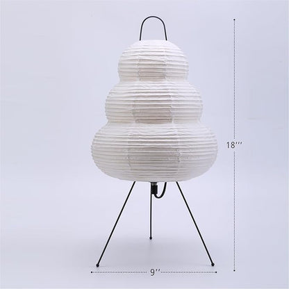 Japanese Noguchi Inspired Table Lamp Zen Rice Paper Lantern with Warm Light for Bedroom Living Room or Office Modern Japandi Decor(Segment)