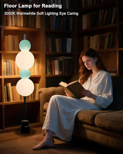 Lightdot Blue Globe Floor Lamp with 3 Color Temperatures LED Bulbs Included,Dimmable Floor Lamps with Touch Switch,Unique Modern Standing Tall Lamp for Bedroom Living Room/Sofa Beside/Corner Decor