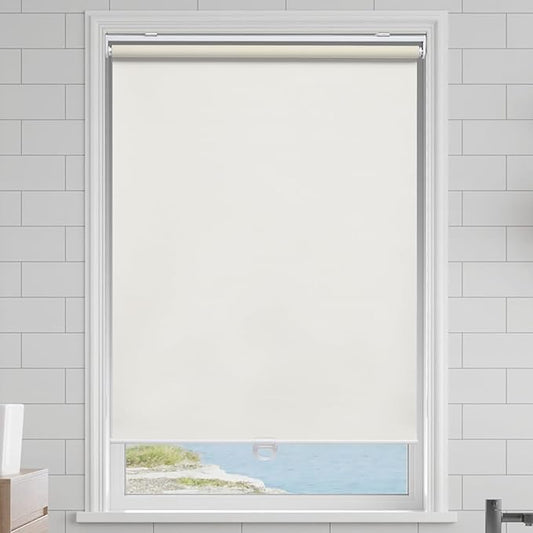 AOSKY Cordless Roller Shades Blackout Blinds for Windows Room Darkening Rolled Up Shades with Spring System, UV Protection Window Shades Door Blinds for Home and Office (42" W x 72" H, Ivory)
