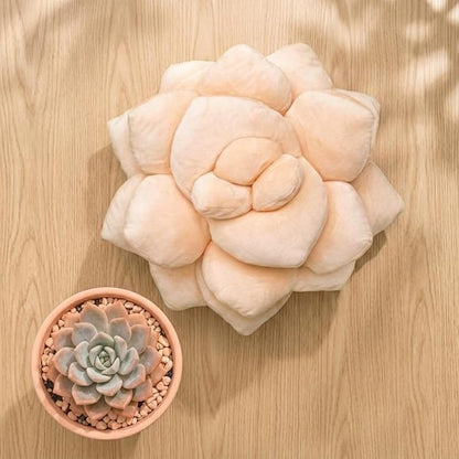 Green Philosophy Co. Succulent® Pillow 16" – Soft 3D Decorative Flower Throw Pillow, Unique Blush Peach Plush Flower Cushion, Perfect for Couch, Sofa, Bedroom Decor, Gift for Plant Lovers