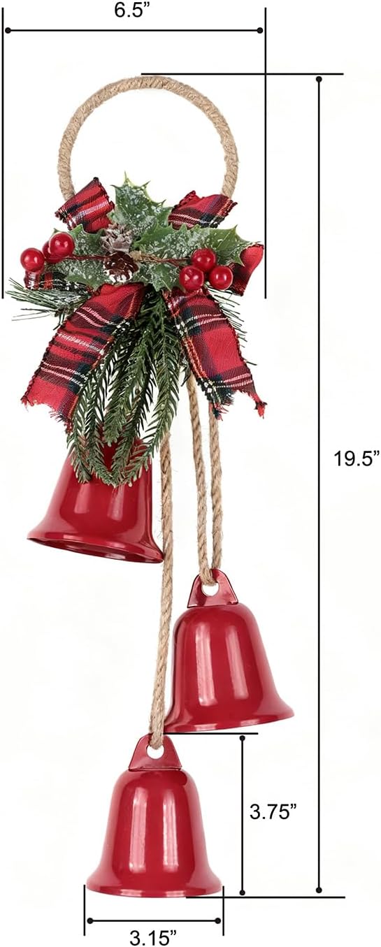 Christmas Bells Decorations Jingle Bell，Hanging Decorative for Door, Bedroom, Living Room,Tree Ornaments for Home Decor, Wreath, Door Hanging, Garland, Cluster Decorative Bells (Red)
