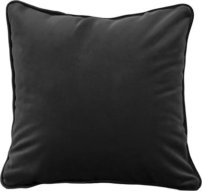 FDP 15" x 15" Velvet Square Pillow Set with Piping Decorative Throw Pillow for Home Dcor in Living Room, Bedroom or Lounge (2-Pack) - Onyx, 15157-350