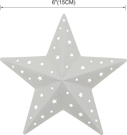 CVHOMEDECO. Primitives Rustic Gifts American Flag Stars Punched Metal Barn Stars for Wall/Wreaths/Twigs Decor, 6 Inch, Set of 3