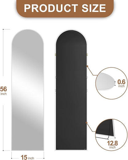Delma Full Length Mirror, Large Floor Mirror for Wall, Bedroom, Bathroom, Living Room with Aluminium Frame (Stand, Arch 56x15, Silver)