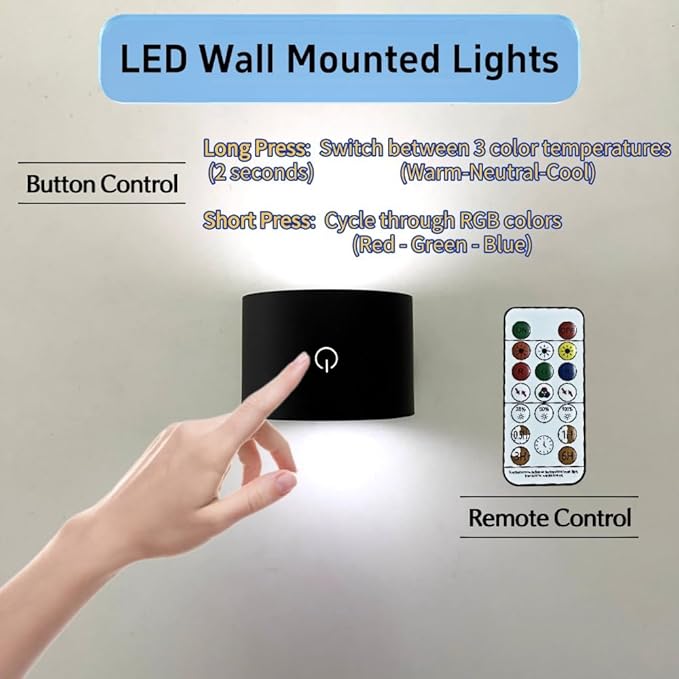 LED Wall Mounted Lights,Wall Sconces Lamp Light for Bedroom Bedside,2 Pack