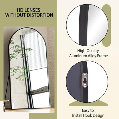 BEAUTYPEAK 77"x38" Large Arch Mirror Full Length, Oversized Wall Mirrors with Aluminum Alloy Frame, Full Body Floor Mirror for Bedroom, Dressing Room, Black