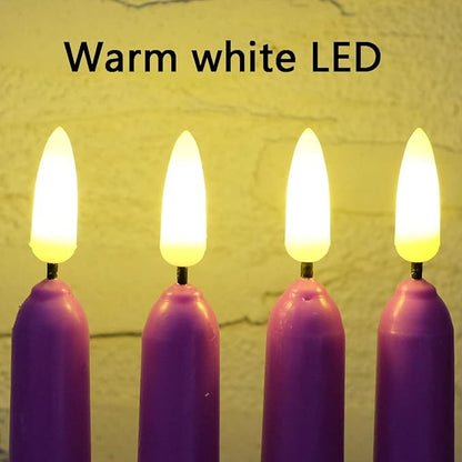 NONNO & ZGF 10 Pack Purple Flameless 11'' Wax Covered Taper Candles with 2 Remote, Use 2-AA Battery (Not Included, Runs 200 Hours)