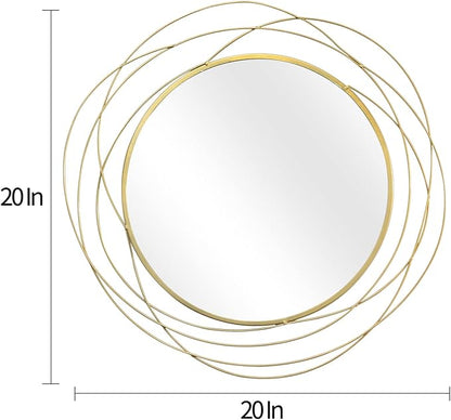 ironsmithn Wall Mirror Mounted Round Decorative Mirrors Circle for Bathroom Vanity, Living Room or Bedroom (Gold1)