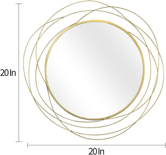 ironsmithn Wall Mirror Mounted Round Decorative Mirrors Circle for Bathroom Vanity, Living Room or Bedroom (Gold1)