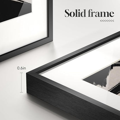 Framed Black and White Abstract Wall Art, 6 Pieces Modern Prints Paintings Artwork for Walls, Minimalist Abstract Pictures for Living Room Bedroom Dining Room Office Bathroom Wall Decor 11x14 Inch