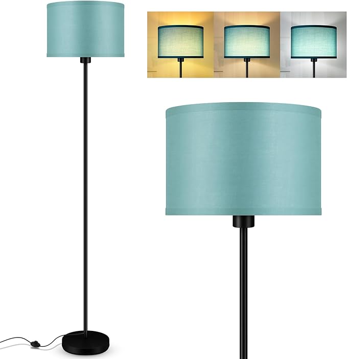 Floor Lamp, Standing Lamp, Modern Floor Lamps with Green Lampshades, Foot Switch, 59" Tall, Bright Pole Lamps for Living Room, Bedroom, Office, Nightstand, Kids' Gift, Green Lamp (Without Bulb)