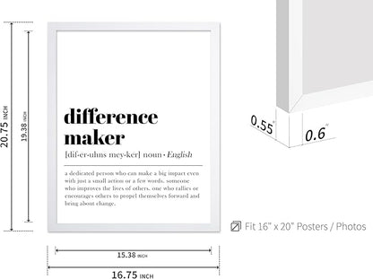 Poster Master Typography Poster - Dictionary Print - Definition of Difference Maker, Book Page - Gift for Teacher, Mentor, Friend - Wall Decor for Home, Classroom, Office, 16x20 White Framed