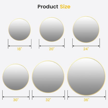 GarveeHome Large Round Mirror for Wall, 36 in Large Aluminum Alloy Circle Frame, High Definition Eco-Friendly Gold Round Bathroom Mirror for Over Sink, Wall Mirror for Entryway, Bathroom