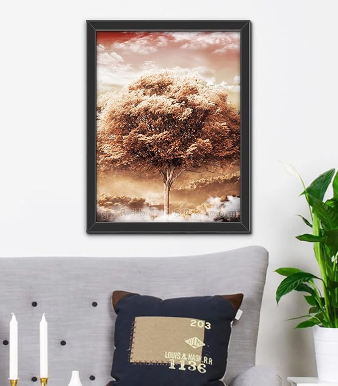 Four Seasons Tree 3D Poster Wall Art Decor Print ，Beautiful Nature Scene of Changing Four Seasons Spring Summer Fall Winter Scenery Mural，Optical Illusion Flipping Images and Holographic Pictures