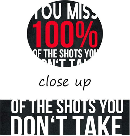 Inspirational Canvas Giclee Office Artwork Inspiring Quotes You Miss 100% Of The Shots You Don’t Take Paintings Pictures Posters Art Print Home Wall Decor for Living Room Gallery Wrapped-18”Wx24”H